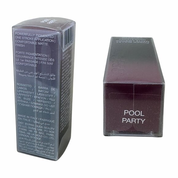 HUDABEAUTY Power Bullet Matte Lipstick Pool Party Full Sz 3g Rare! Authentic NIB - Picture 4 of 7